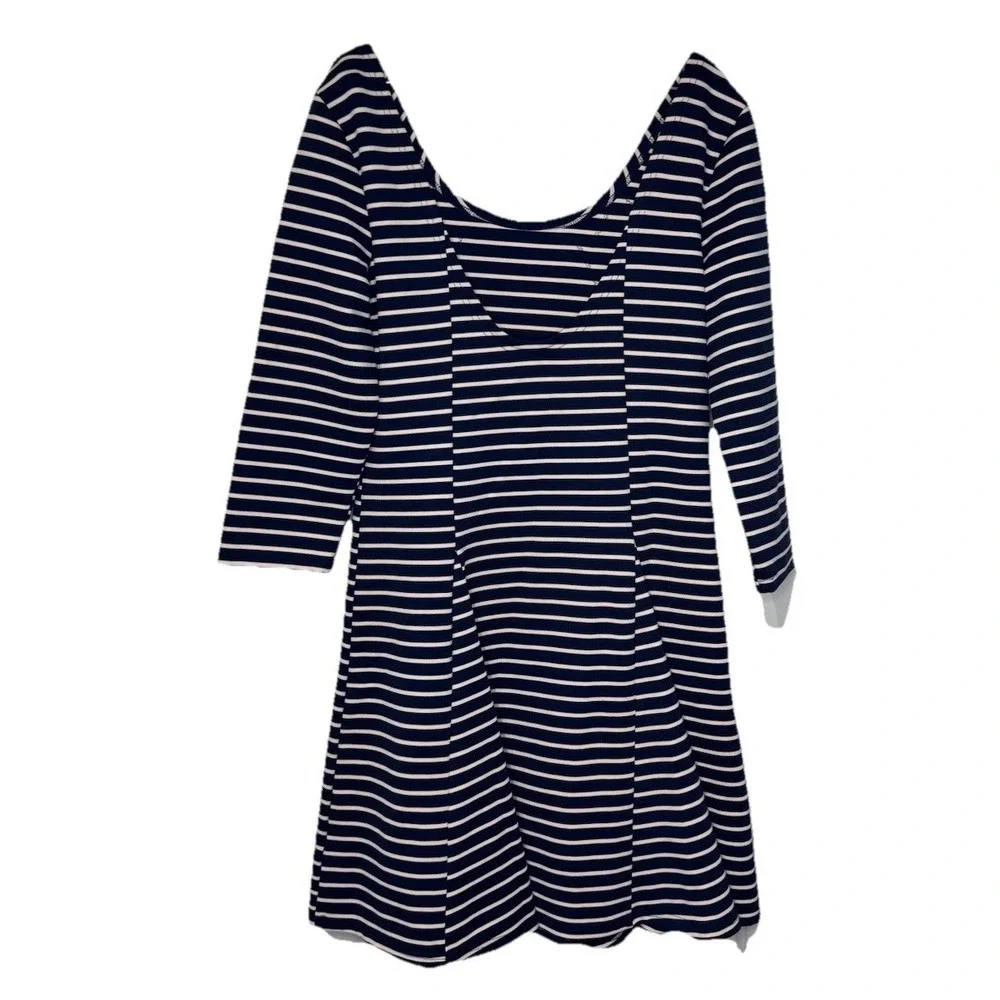 Free People Women's Dress Nautical Knotty Jersey Knit Striped Blue White Large‎